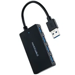 Nanocable Hub USB 3.0 con 4 Puertos USB-A, Cable 15 cm, Negro